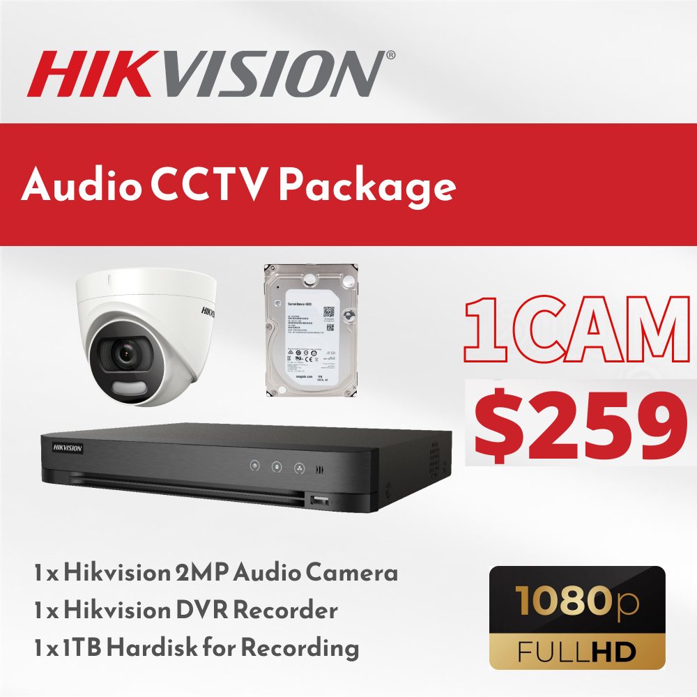 1 CAM Hikvision Audio CCTV Package  $259.00