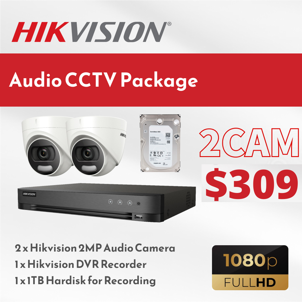 2 CAM Hikvision Audio CCTV Package  $309.00