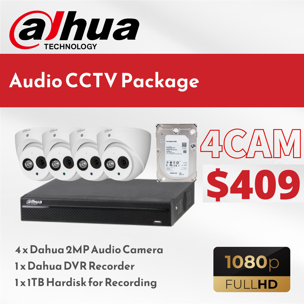 4 CAM Dahua Audio CCTV Package  $409.00